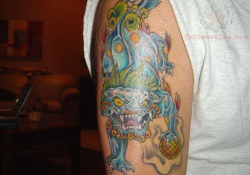 The Blue Foo Dog Tattoo